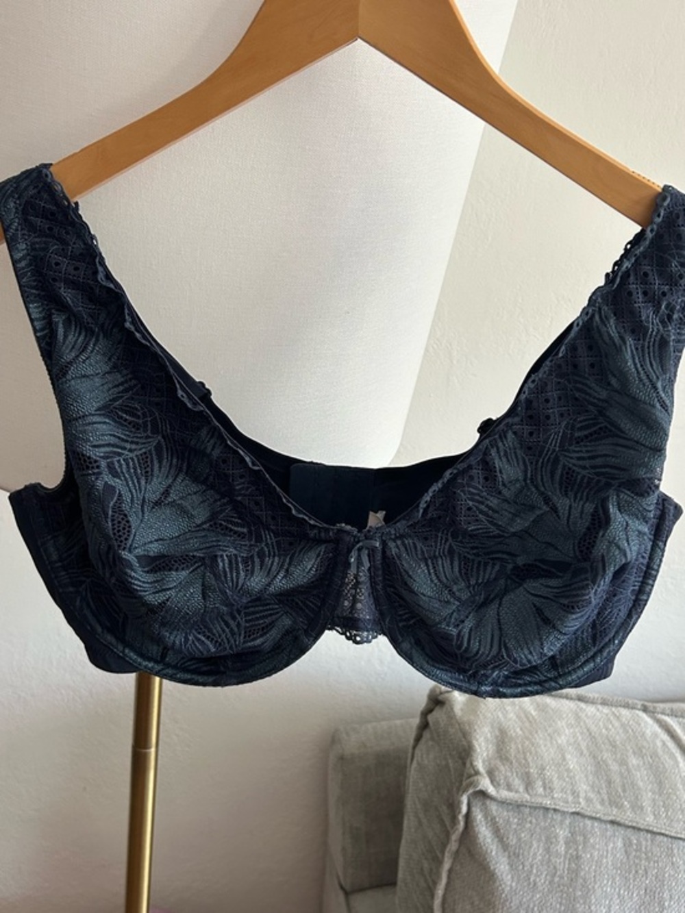 Cacique Plus Size 42DDD Bra Blue Modern Lace Lightly Lined Full Coverage